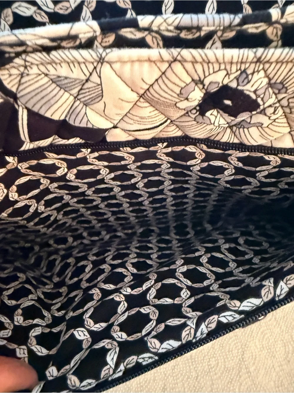 Vera Bradley Black & White Floral Quilted Laptop Messenger